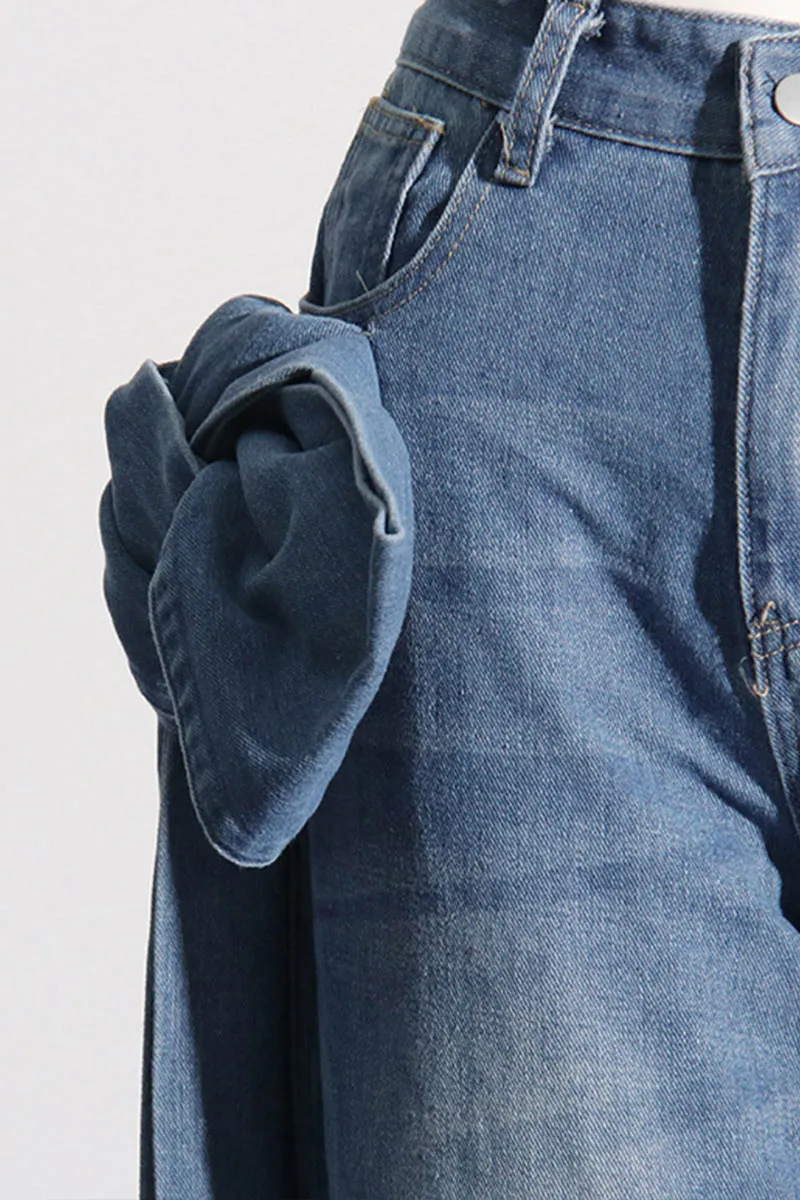 PK0382 Denim Bow Design Jeans