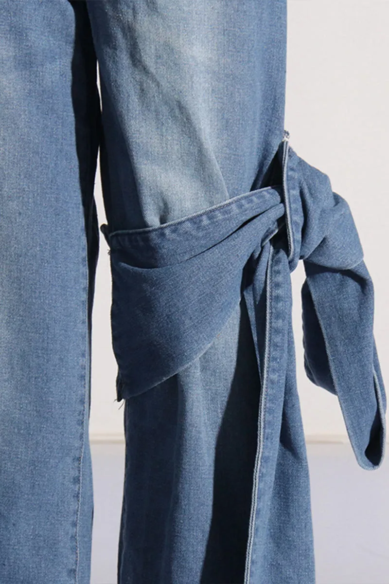 PK0382 Denim Bow Design Jeans