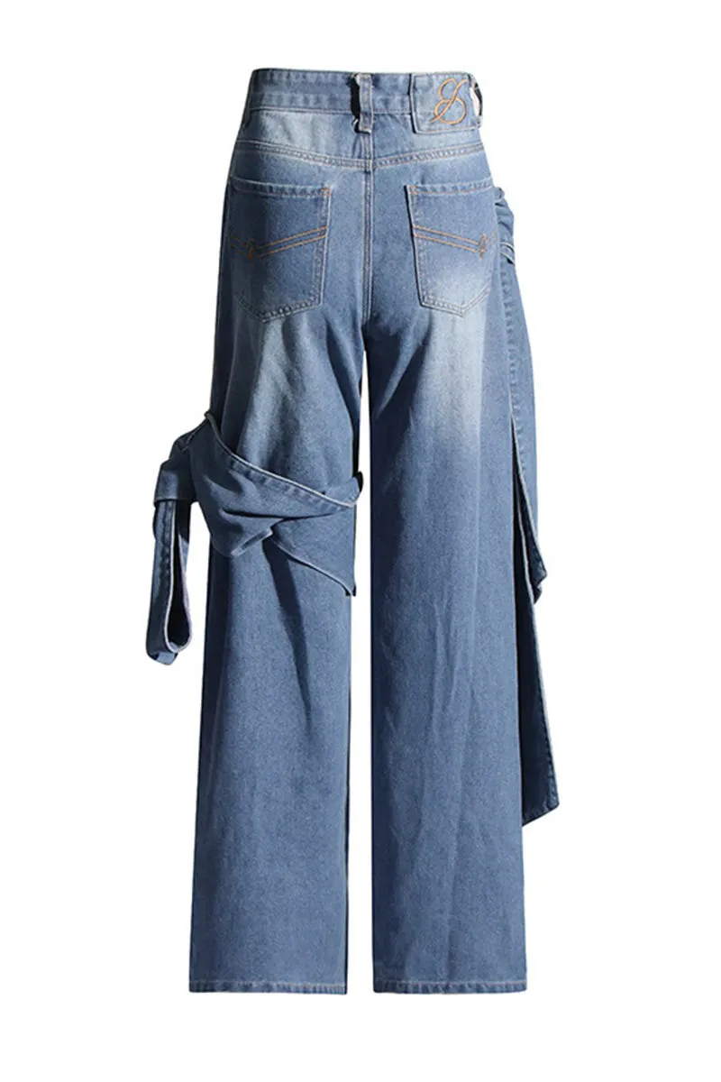PK0382 Denim Bow Design Jeans