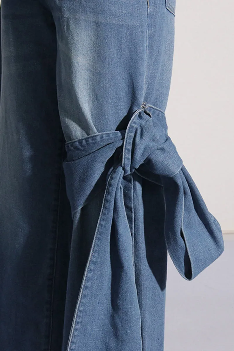 PK0382 Denim Bow Design Jeans