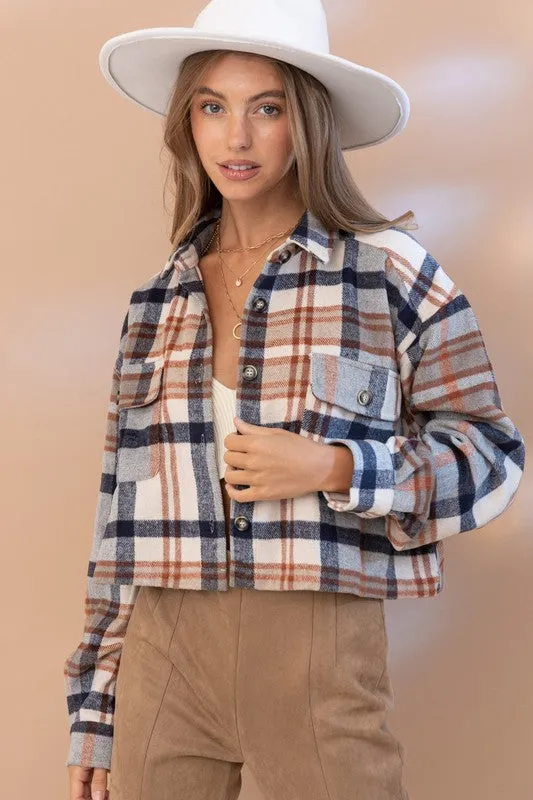 PLAID CROP SHACKET