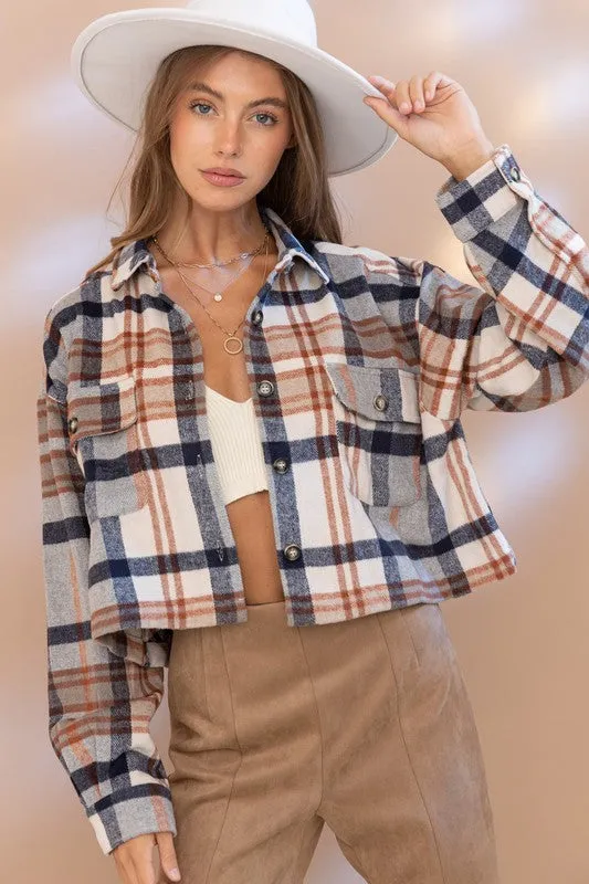 PLAID CROP SHACKET