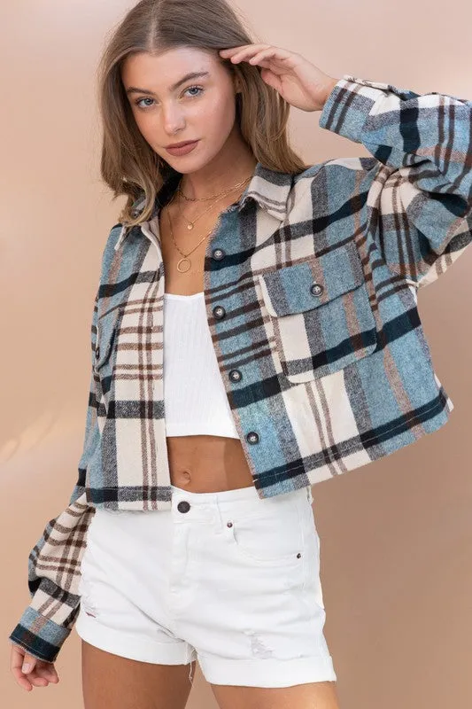 PLAID CROP SHACKET