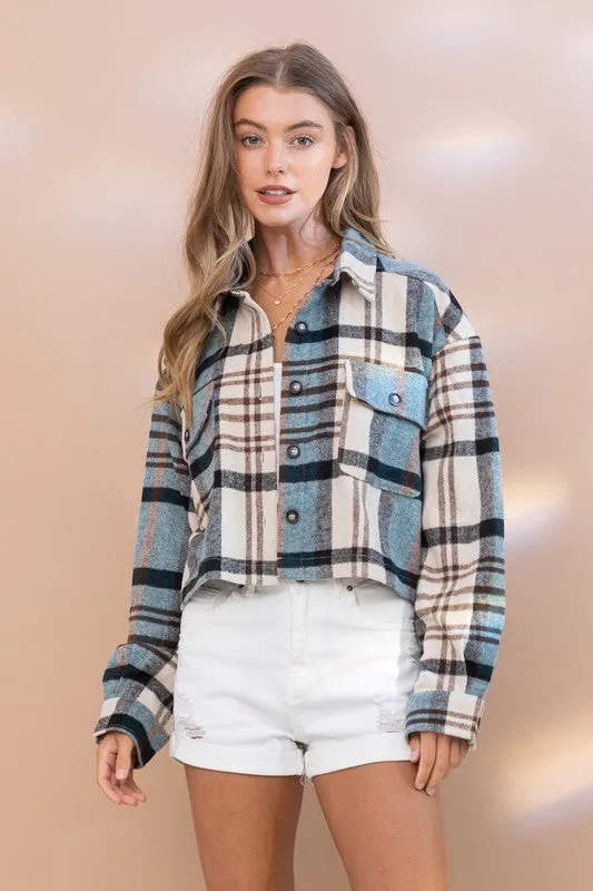 PLAID CROP SHACKET