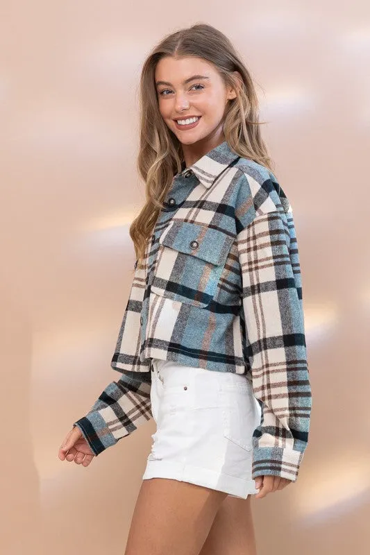 PLAID CROP SHACKET