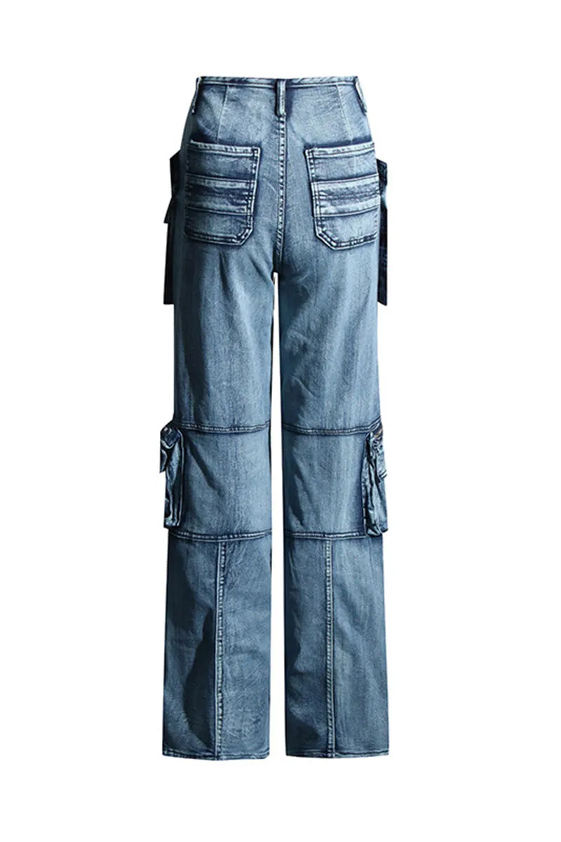 PM0345 Cargo Style Denim Jeans