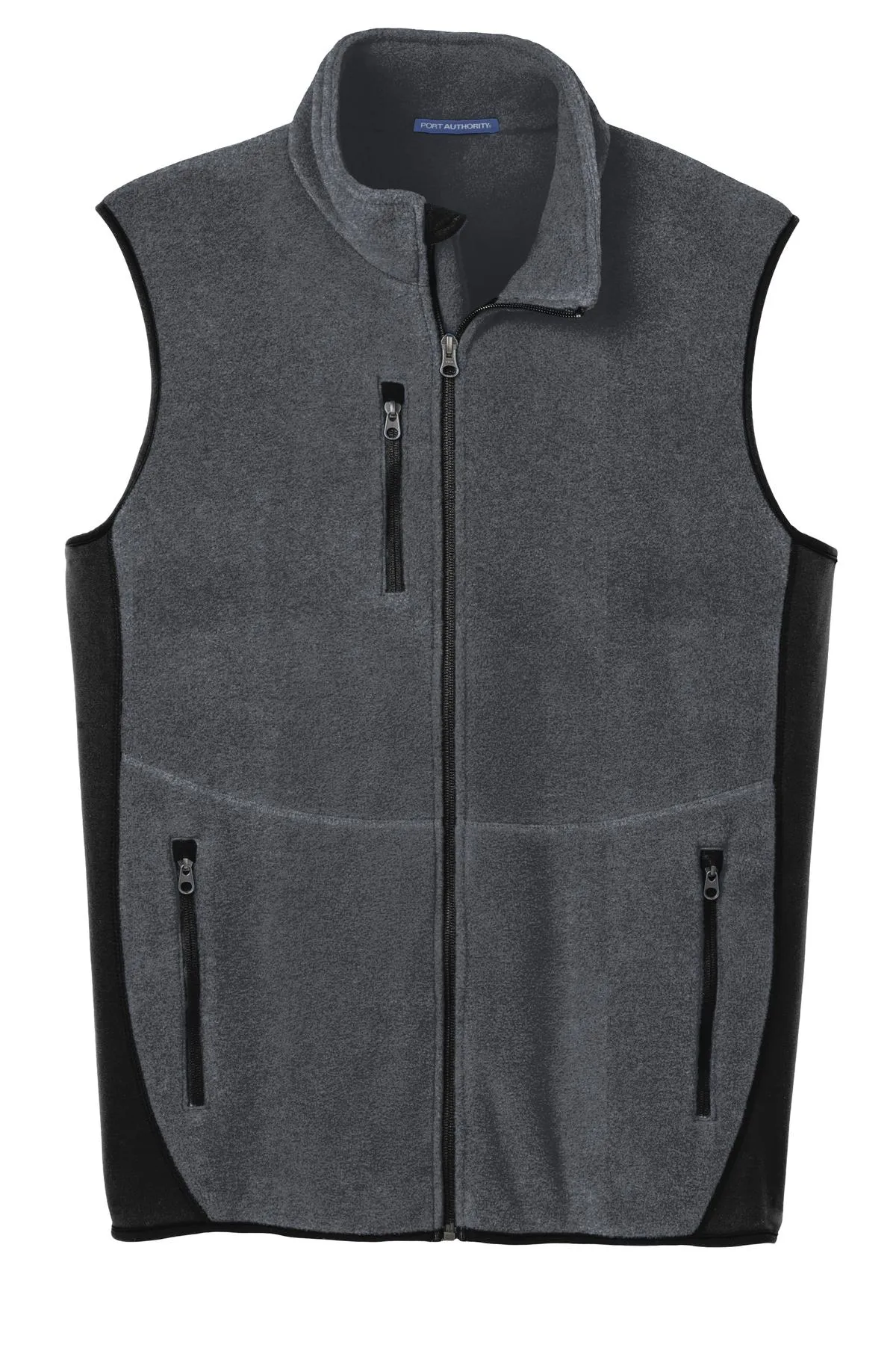 Port Authority R-Tek Pro Fleece Full-Zip Vest. F228 Charcoal Heather/ Black
