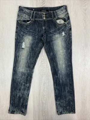 Premier by Rue 21 Womens 90s Y2K Distressed Denim Jeans Size 13/14R