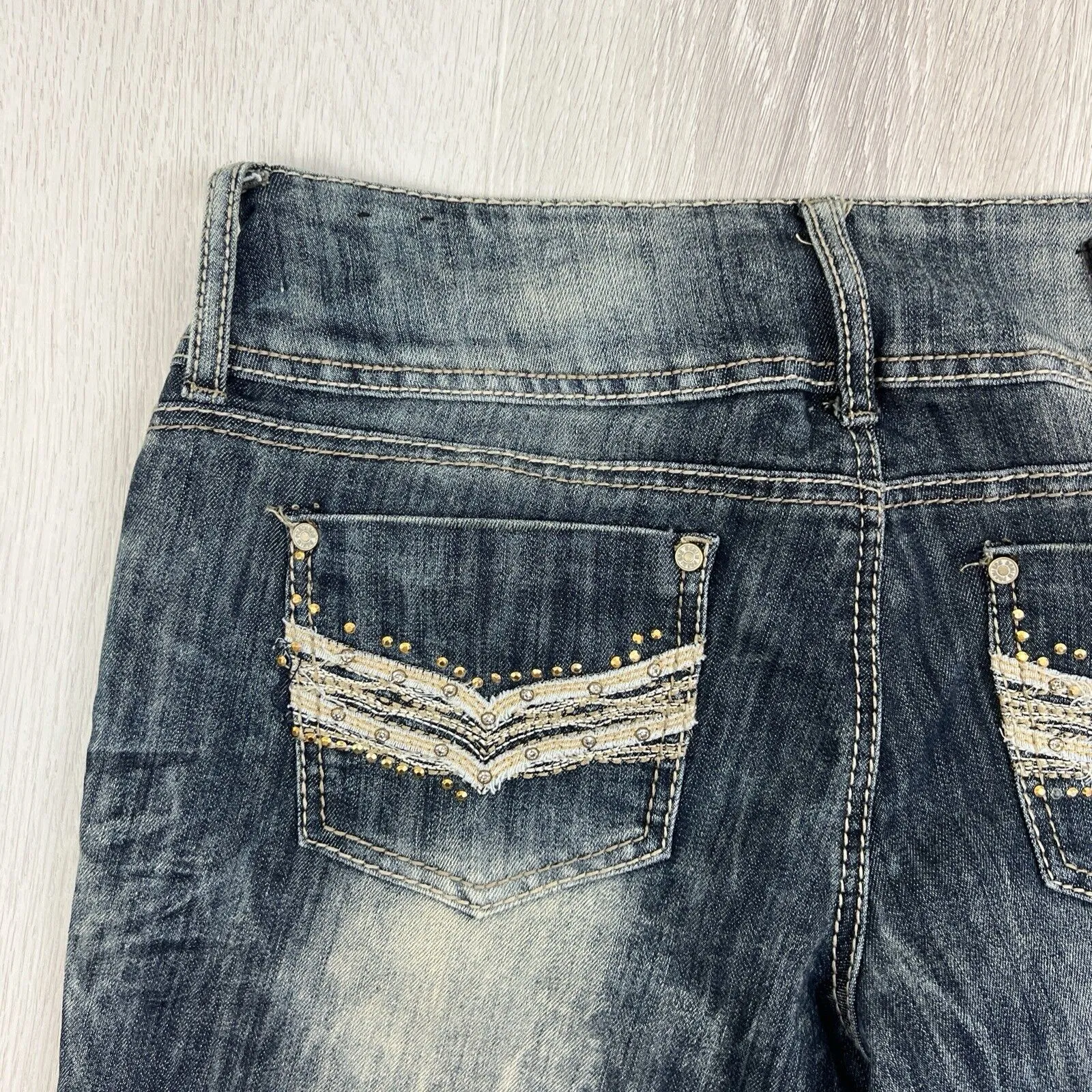 Premier by Rue 21 Womens 90s Y2K Distressed Denim Jeans Size 13/14R