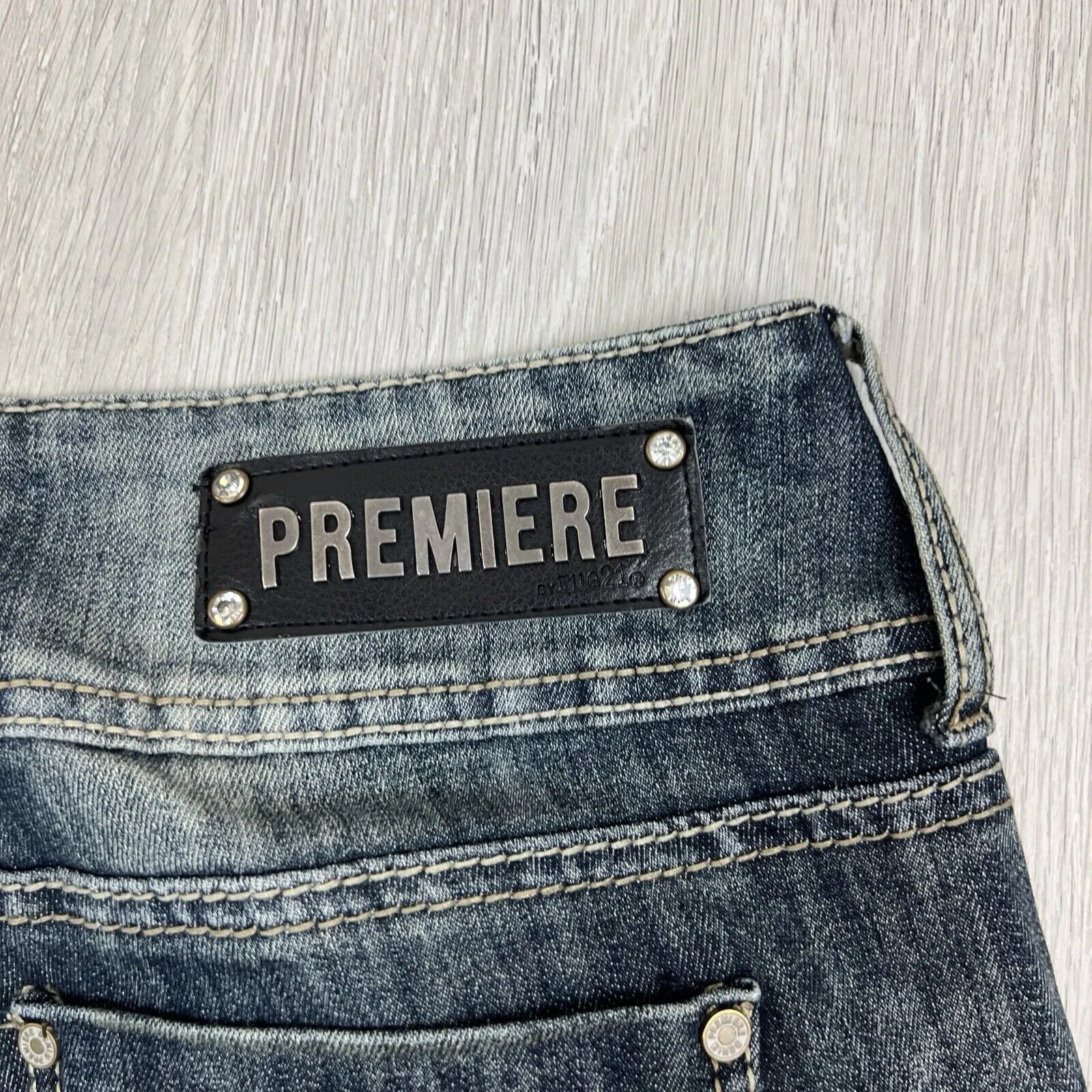 Premier by Rue 21 Womens 90s Y2K Distressed Denim Jeans Size 13/14R