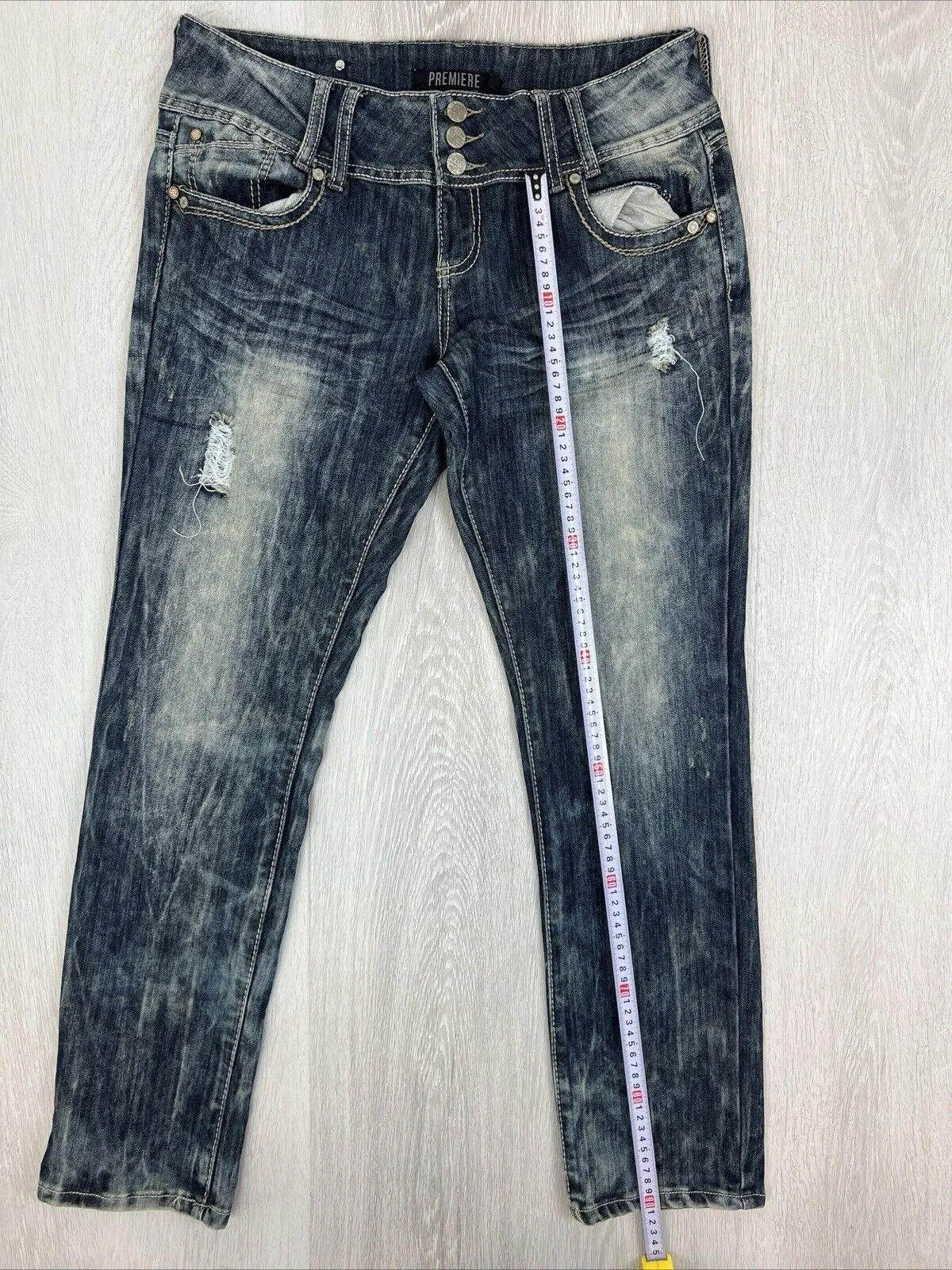 Premier by Rue 21 Womens 90s Y2K Distressed Denim Jeans Size 13/14R