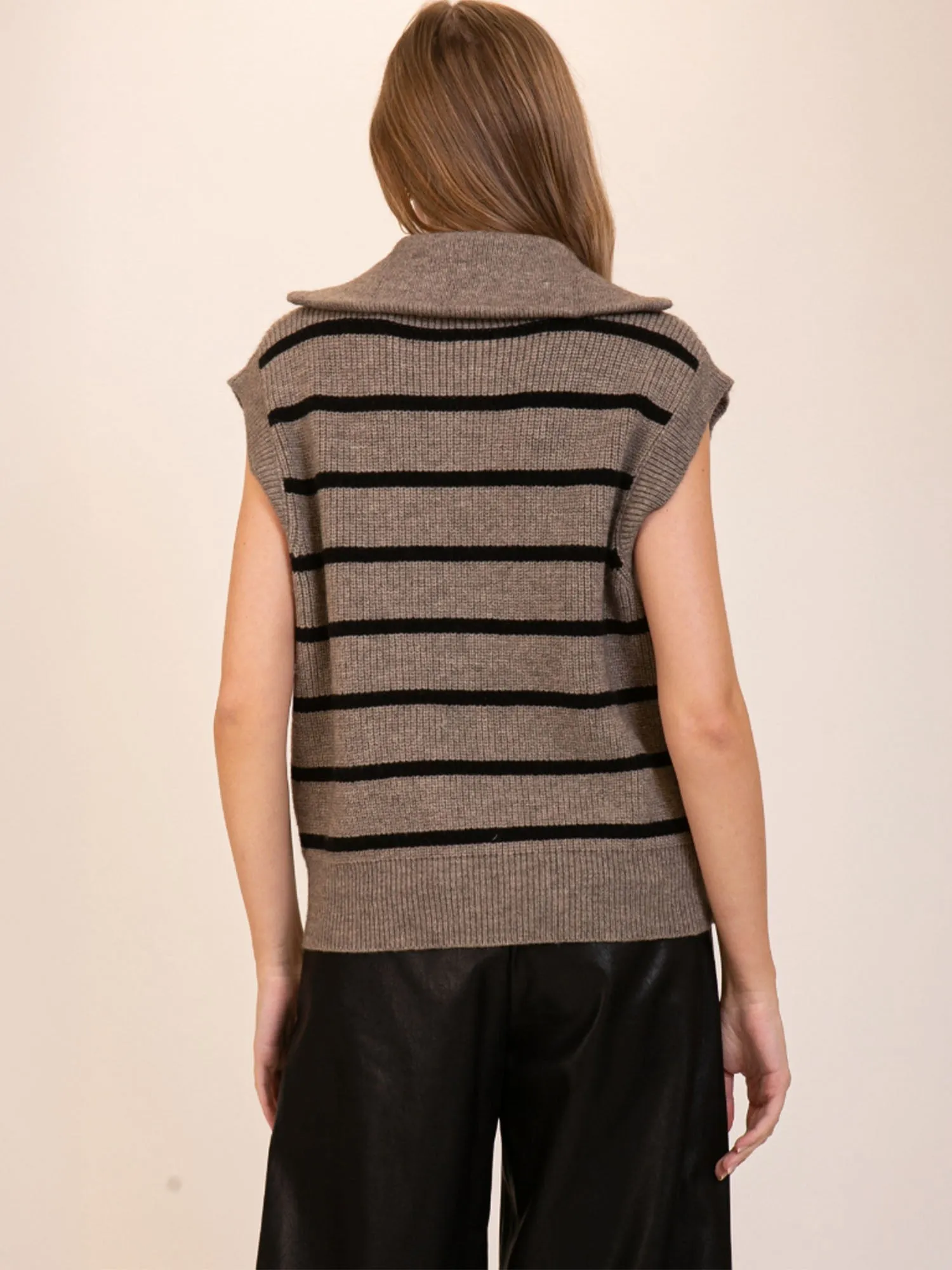 Quarter Zip Stripe Sweater Vest