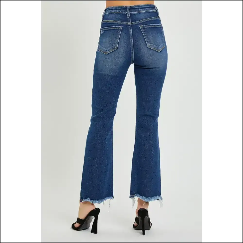 Rock your Curves in Risen High Rise Distressed Crop Flare Jeans 😏✨