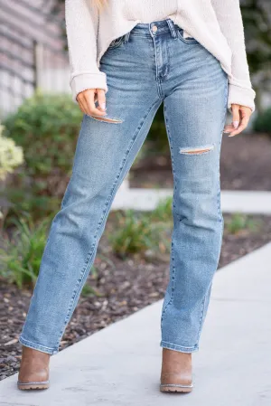 Roughin It Mid Rise Distressed Dad Jeans Regular & Plus Sizes