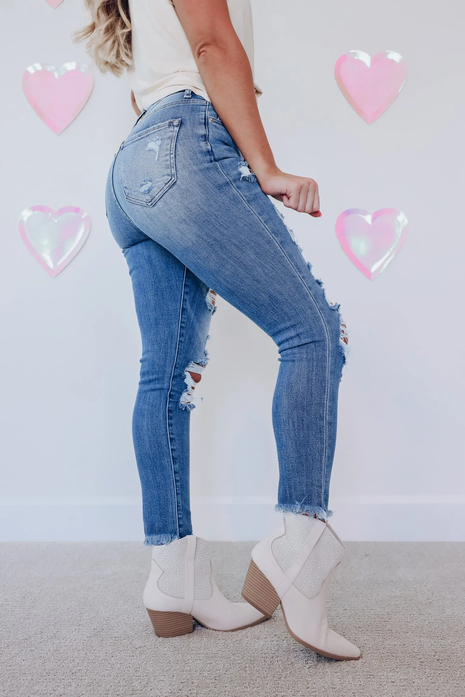 Rumor Distressed Skinny Jeans - Light