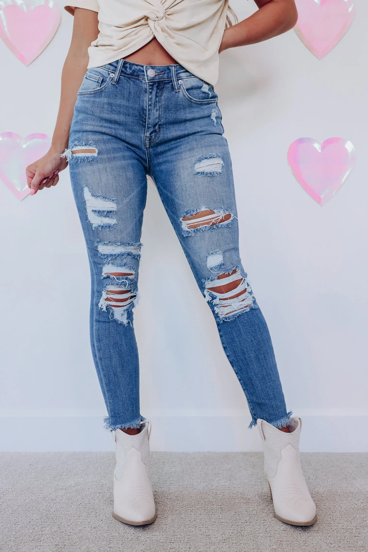 Rumor Distressed Skinny Jeans - Light