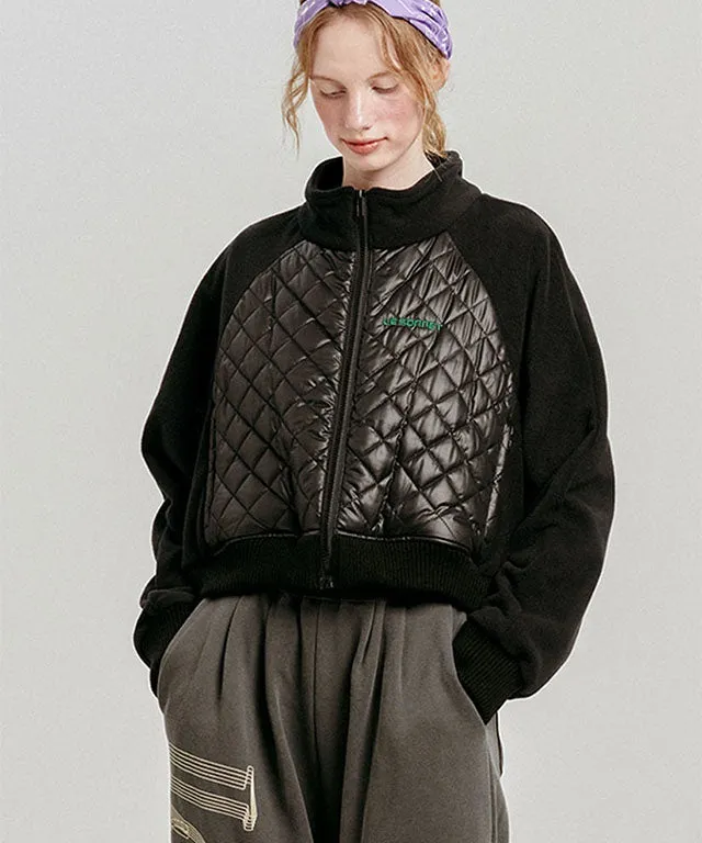[SAMPLE SALE]LE SONNET Quilted Fleece Zip-up - Black
