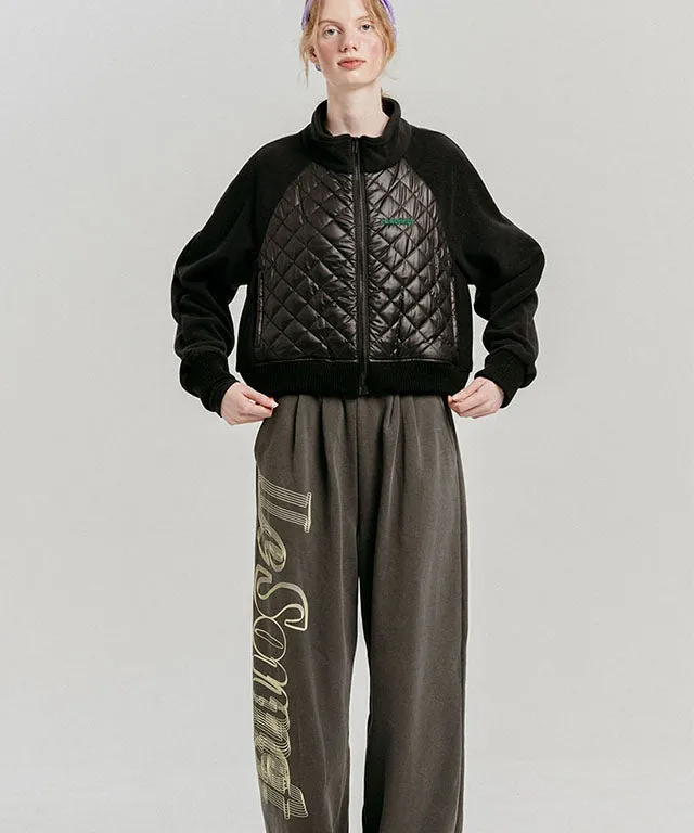 [SAMPLE SALE]LE SONNET Quilted Fleece Zip-up - Black
