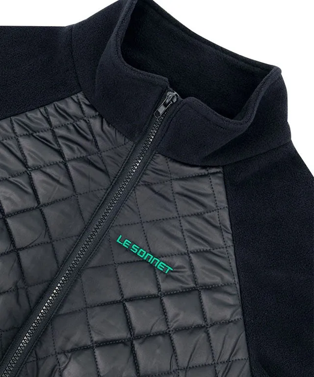 [SAMPLE SALE]LE SONNET Quilted Fleece Zip-up - Black