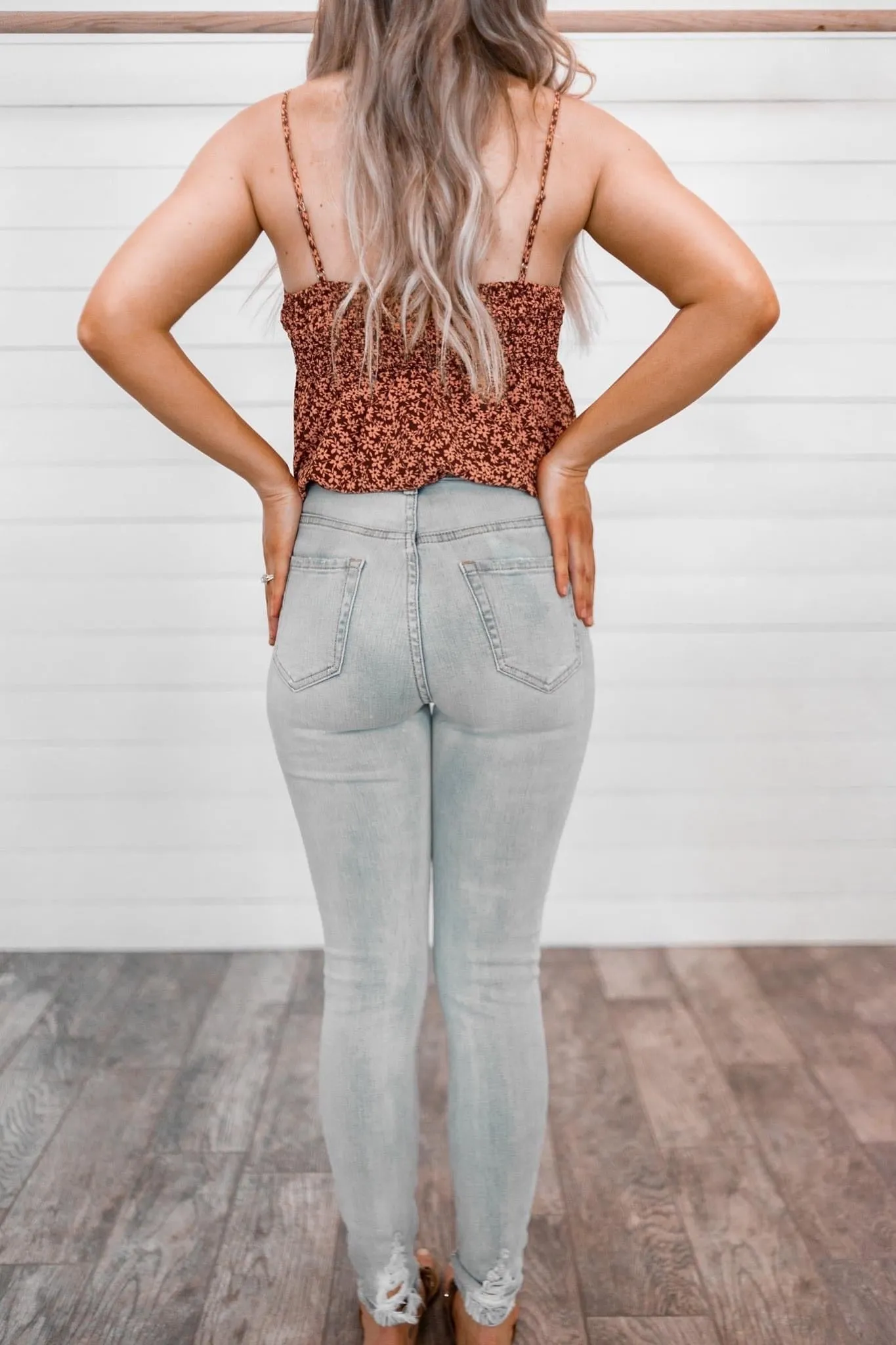 Selena Distressed Light-Wash Denim Jeans