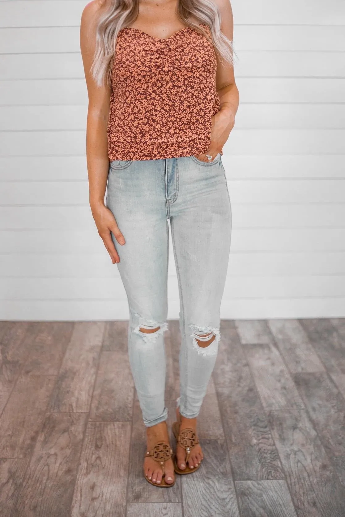 Selena Distressed Light-Wash Denim Jeans