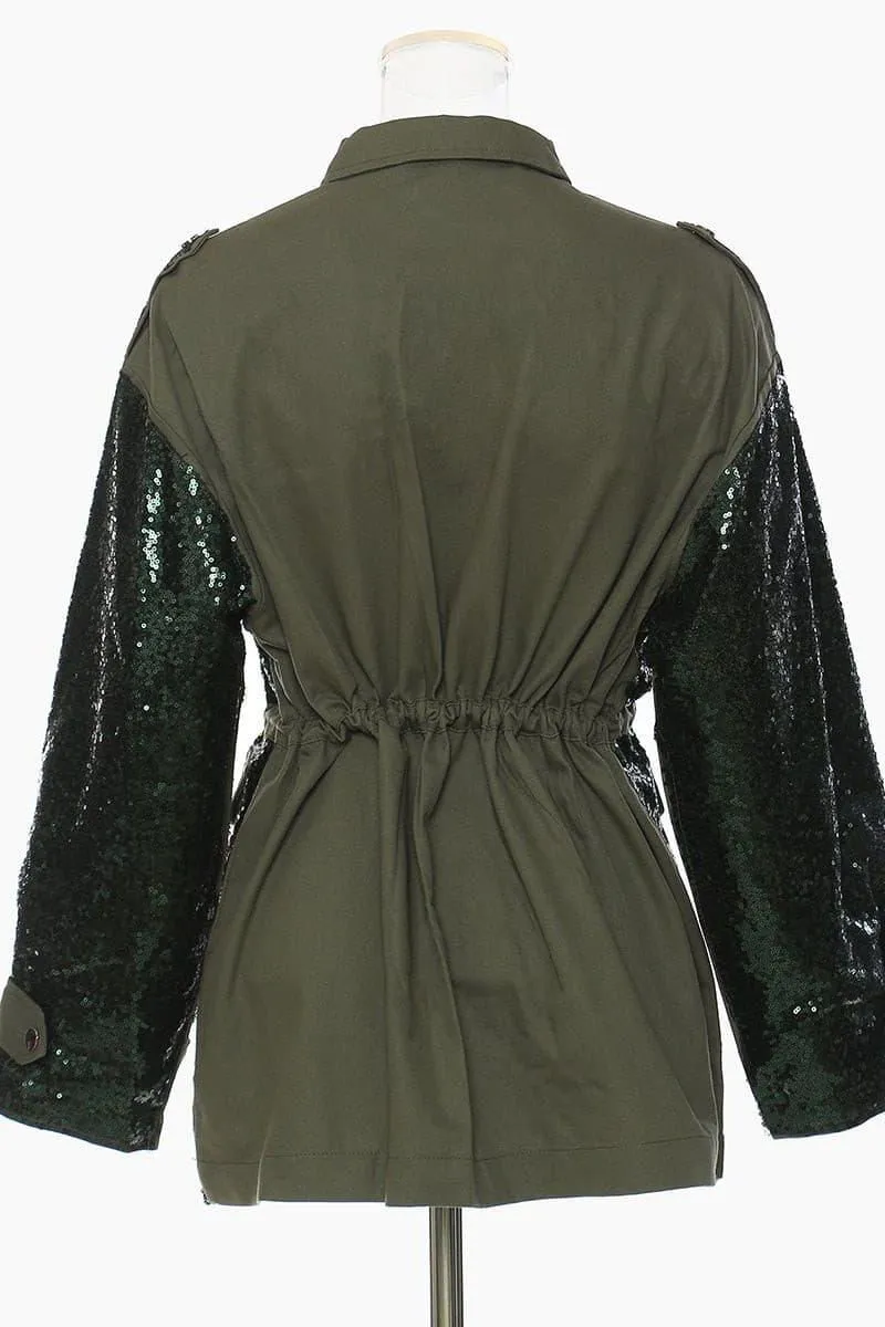 Sequin stitching tooling baseball jacket