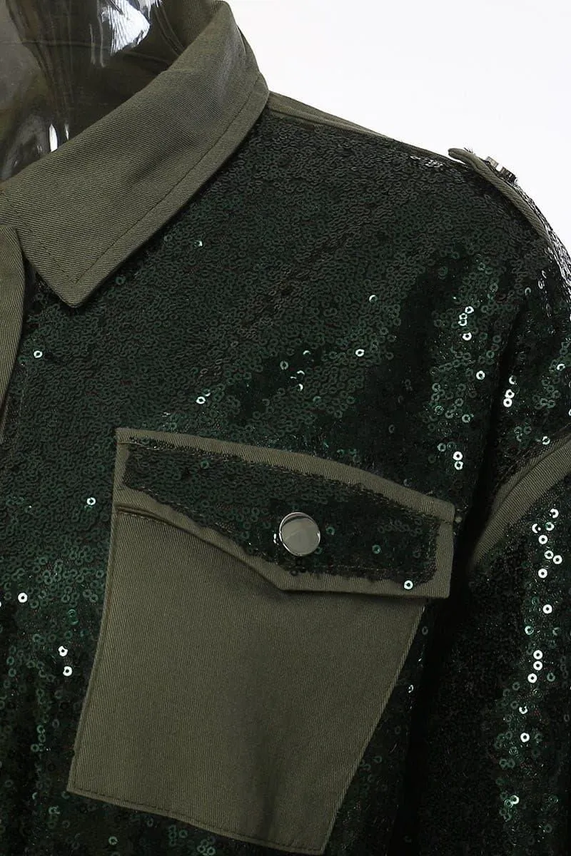 Sequin stitching tooling baseball jacket