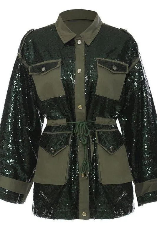 Sequin stitching tooling baseball jacket