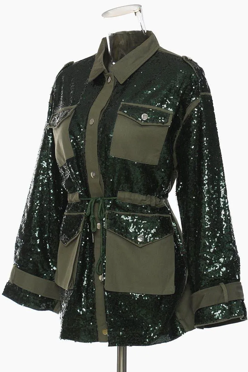 Sequin stitching tooling baseball jacket