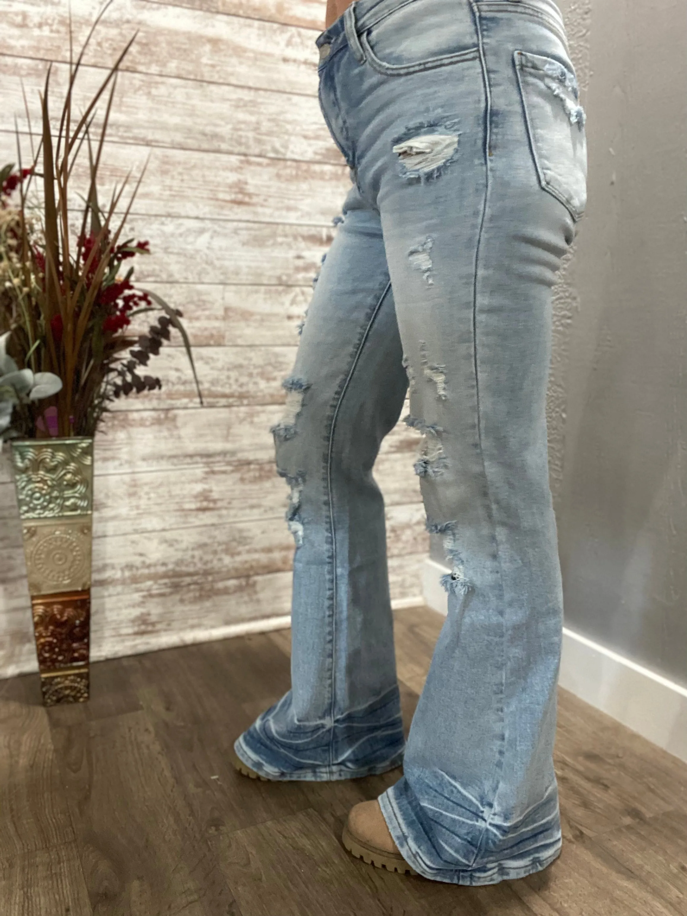 Shiloh Distressed Flare Jeans