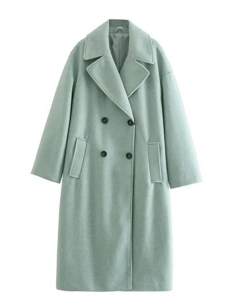 Single Breasted V-Neck Loose Style Coats
