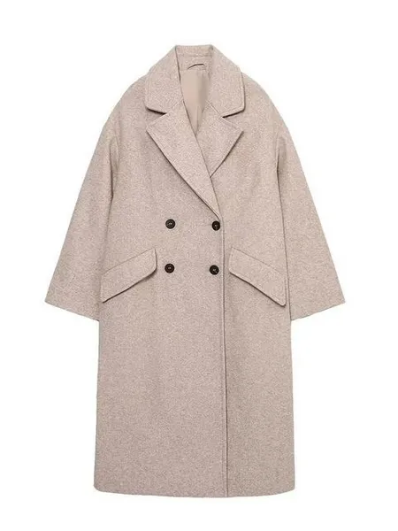 Single Breasted V-Neck Loose Style Coats