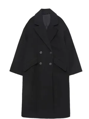 Single Breasted V-Neck Loose Style Coats