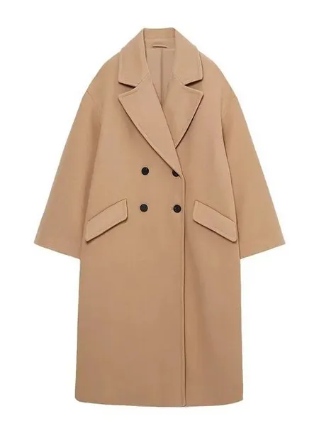 Single Breasted V-Neck Loose Style Coats