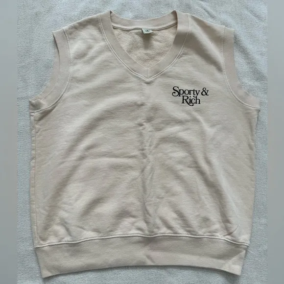 Sporty &amp; Rich Bardot V-Neck Vest - Cream/Chocolate