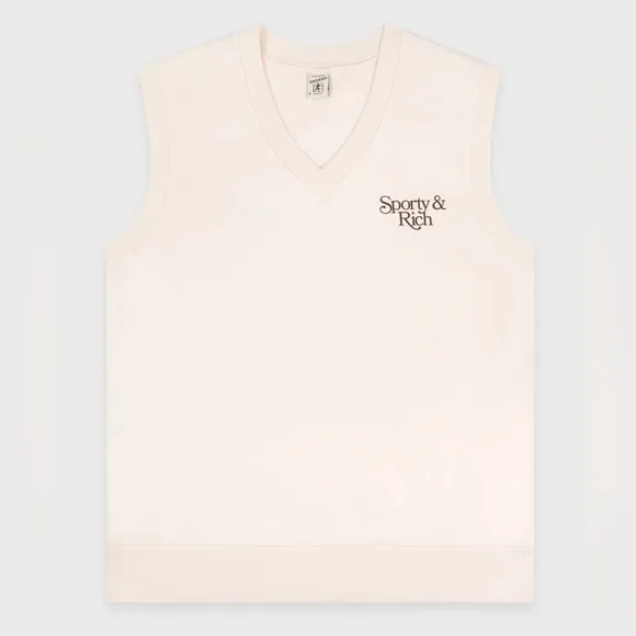 Sporty &amp; Rich Bardot V-Neck Vest - Cream/Chocolate
