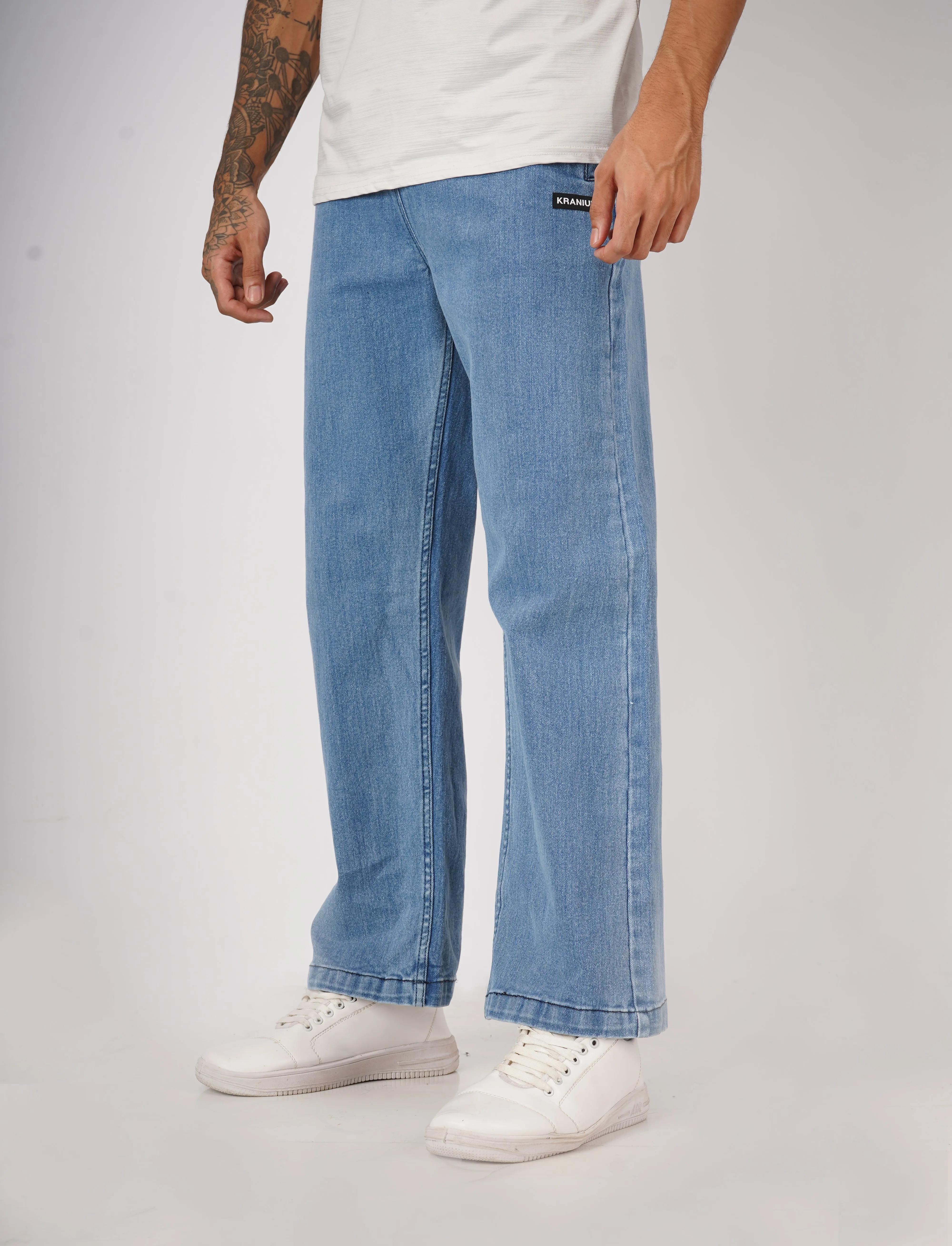 Stone Blue Denim Relaxed Fit Joggers