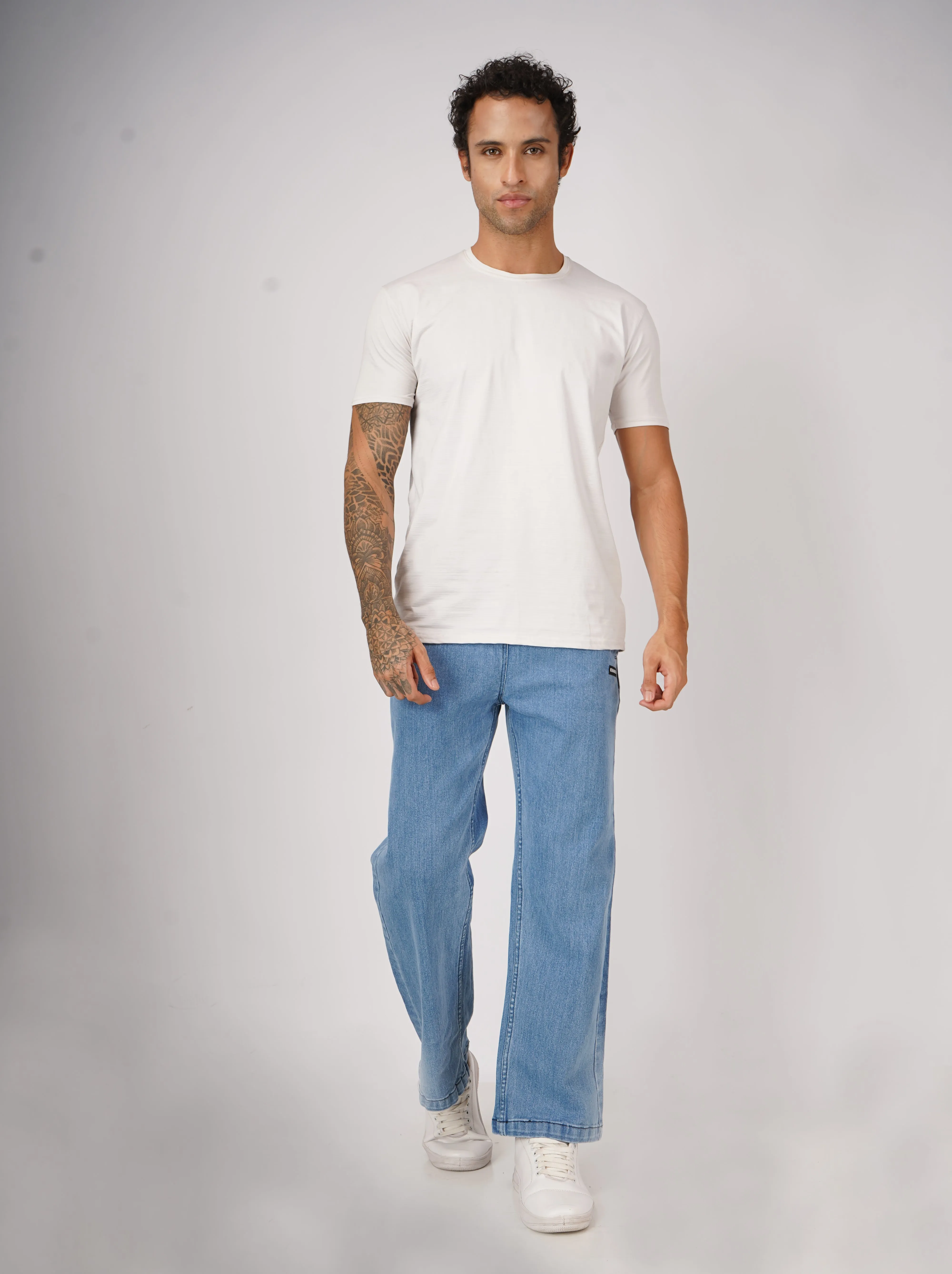 Stone Blue Denim Relaxed Fit Joggers