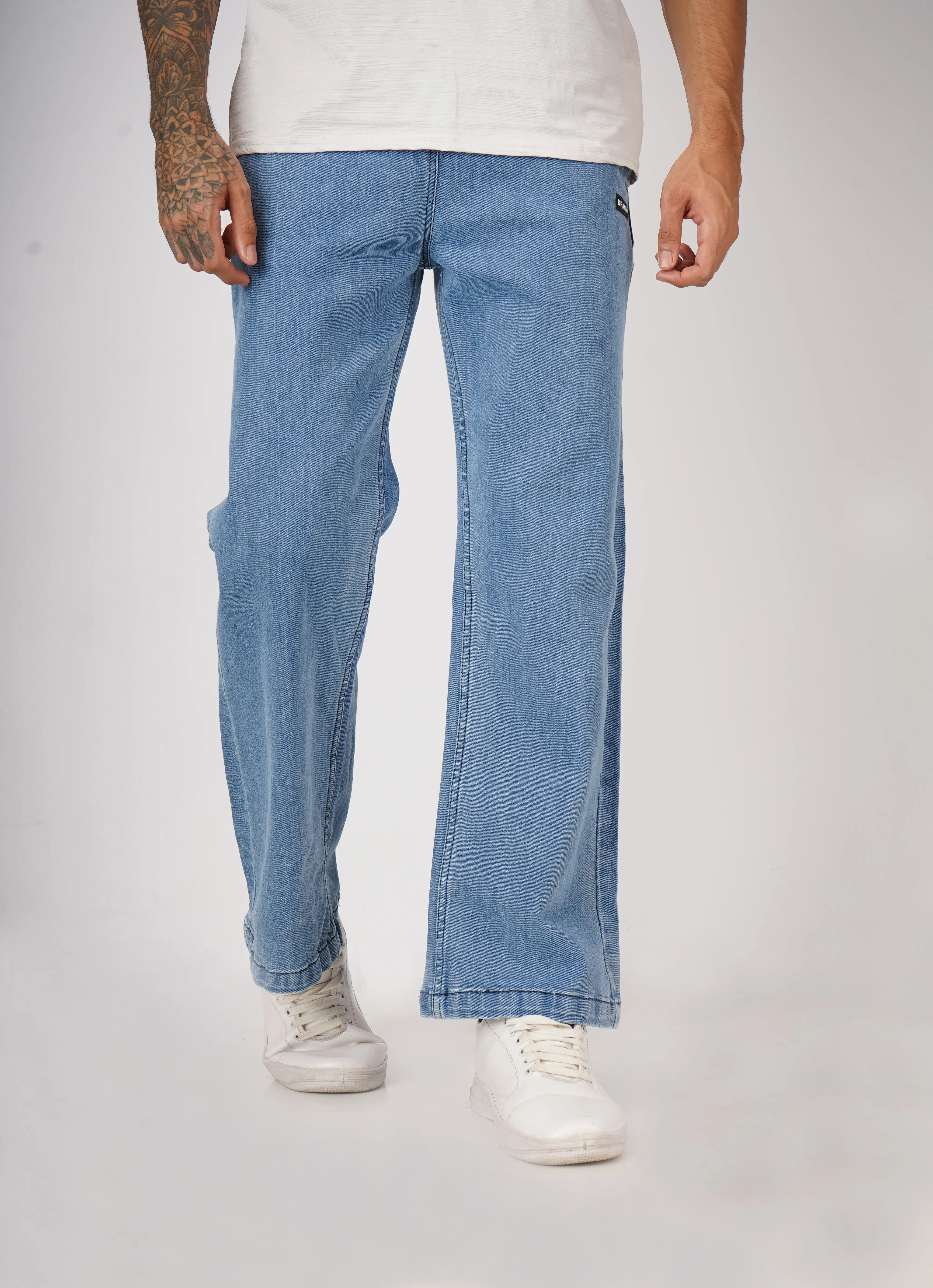 Stone Blue Denim Relaxed Fit Joggers