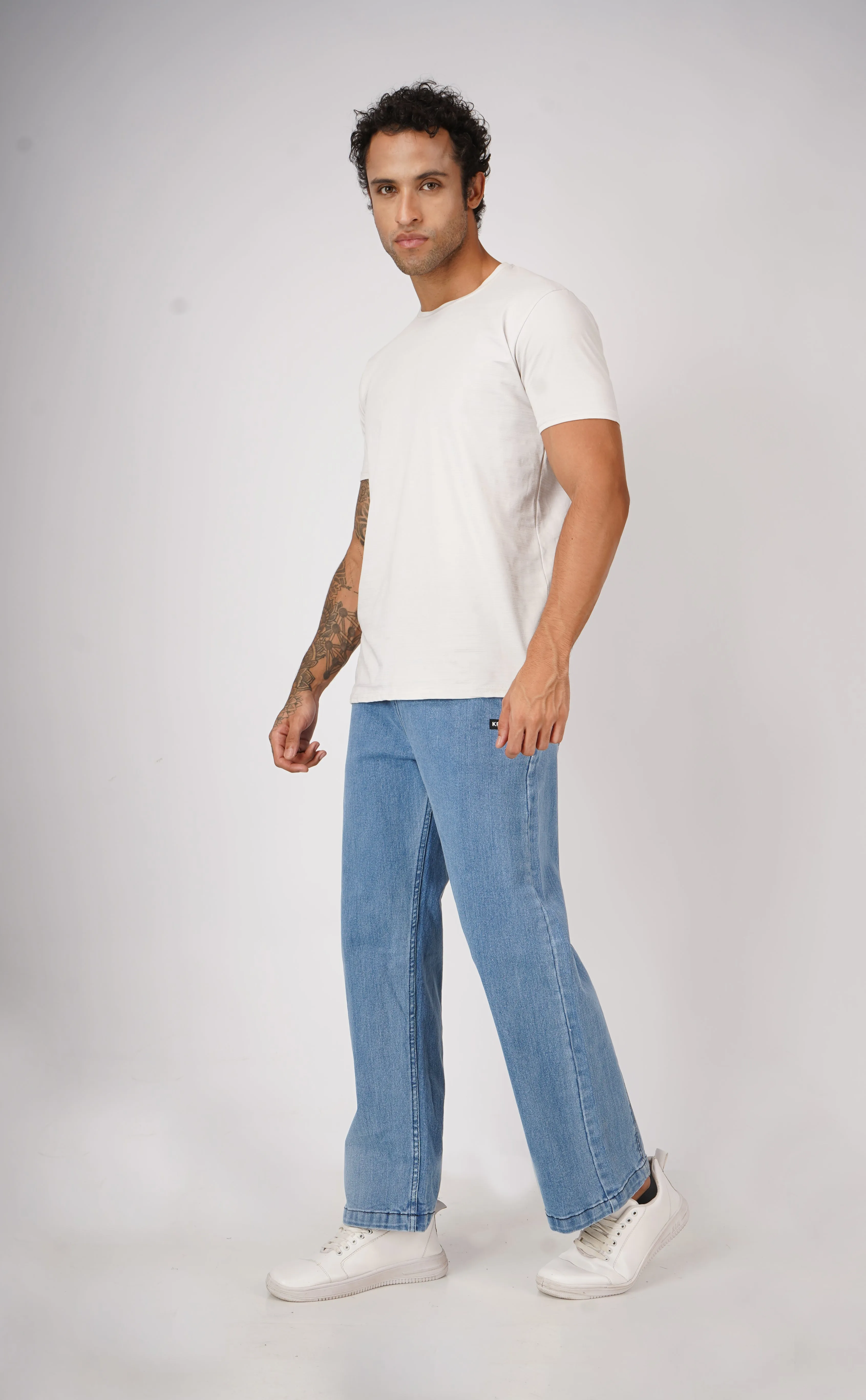 Stone Blue Denim Relaxed Fit Joggers