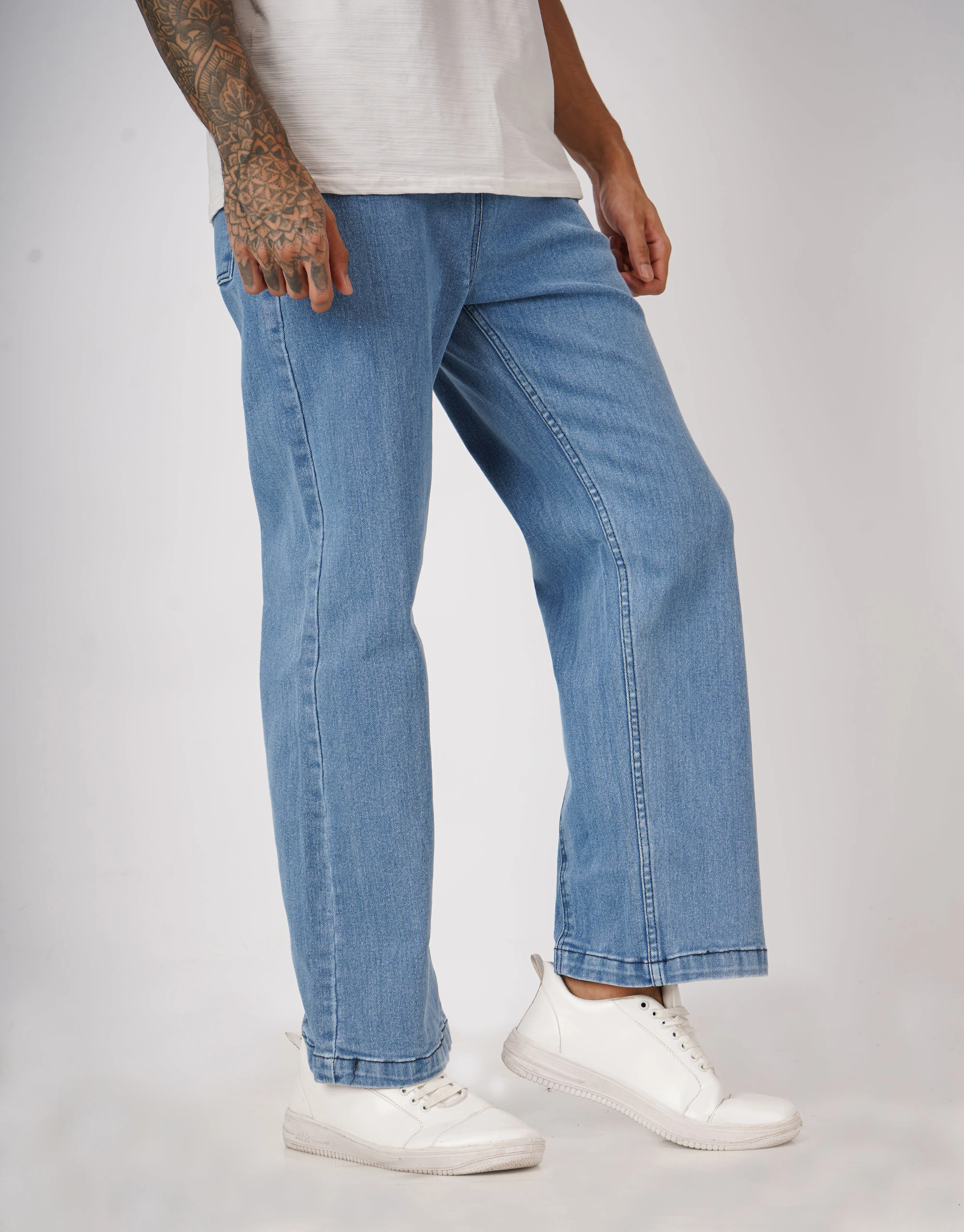 Stone Blue Denim Relaxed Fit Joggers