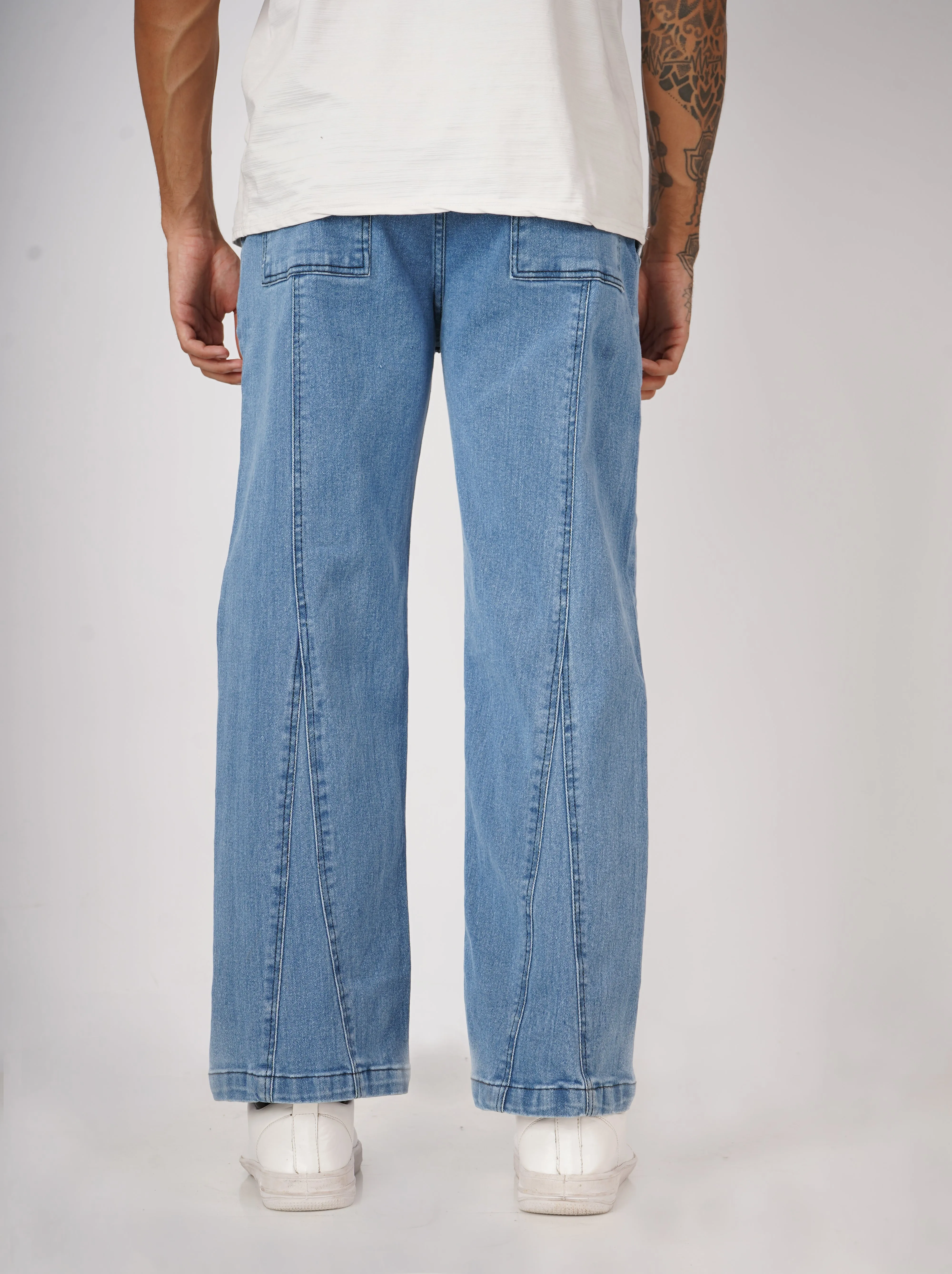 Stone Blue Denim Relaxed Fit Joggers