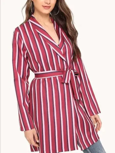 Striped Waistband Long Sleeve Jacket