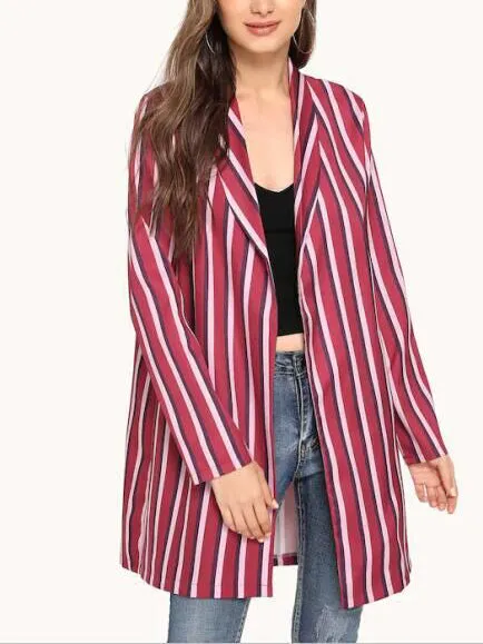 Striped Waistband Long Sleeve Jacket