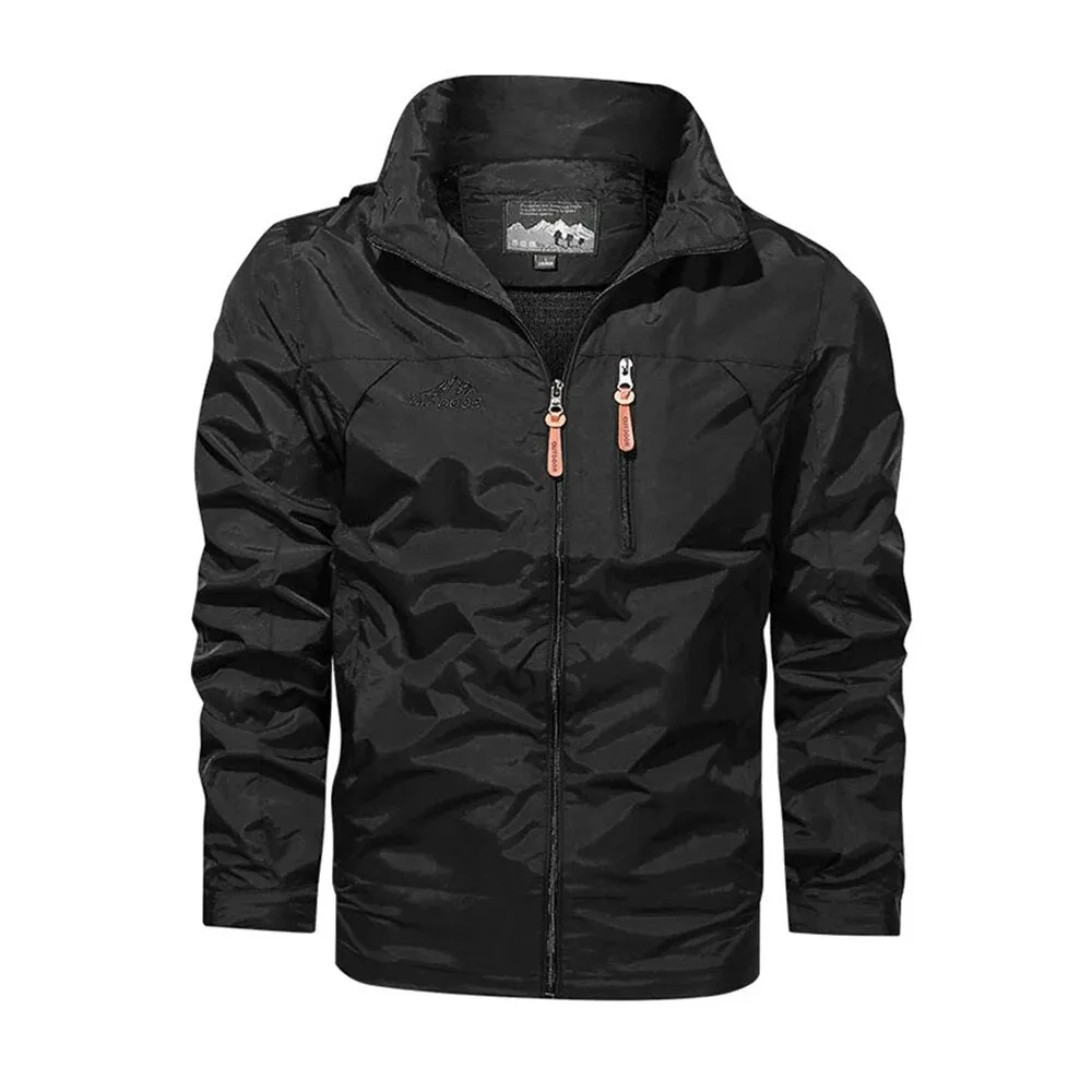 Stylish Men's Hooded Windbreaker: Solid Color for Spring/Autumn, Up to 5XL