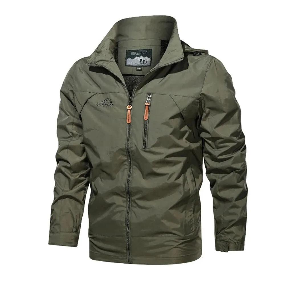 Stylish Men's Hooded Windbreaker: Solid Color for Spring/Autumn, Up to 5XL