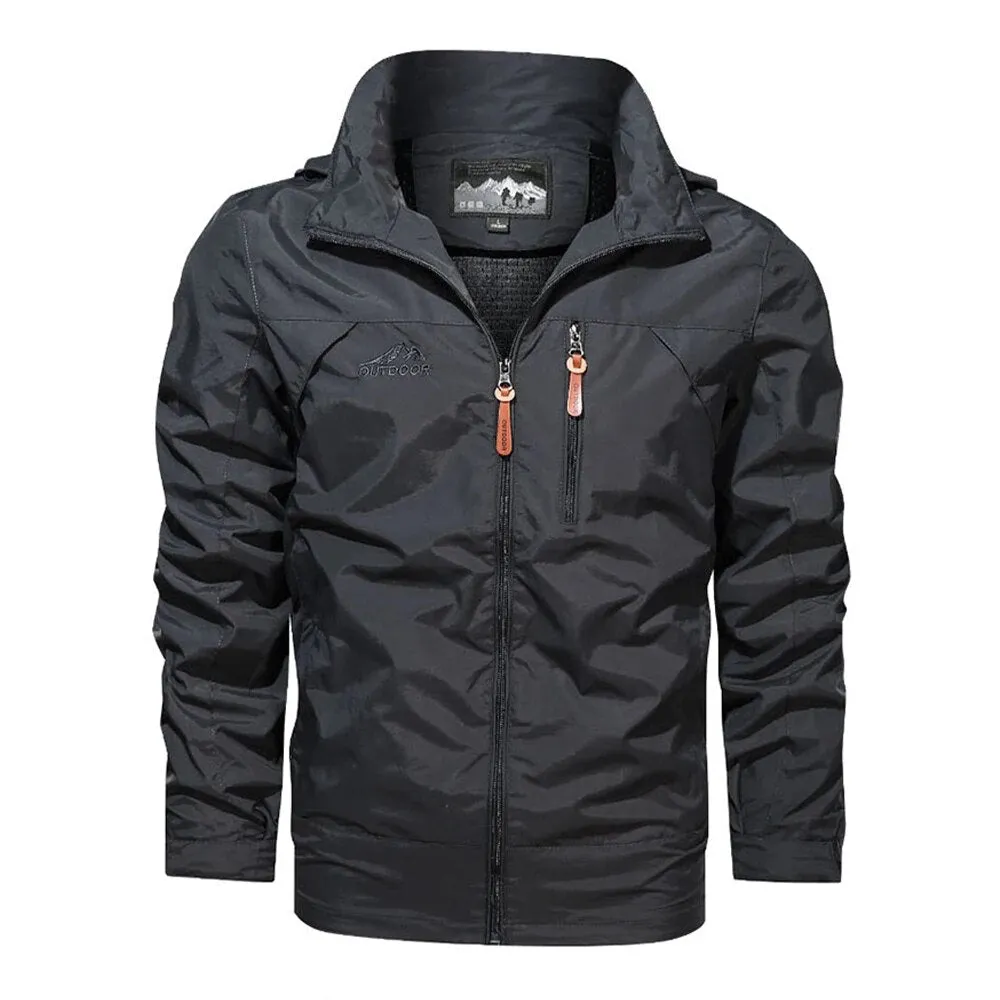 Stylish Men's Hooded Windbreaker: Solid Color for Spring/Autumn, Up to 5XL