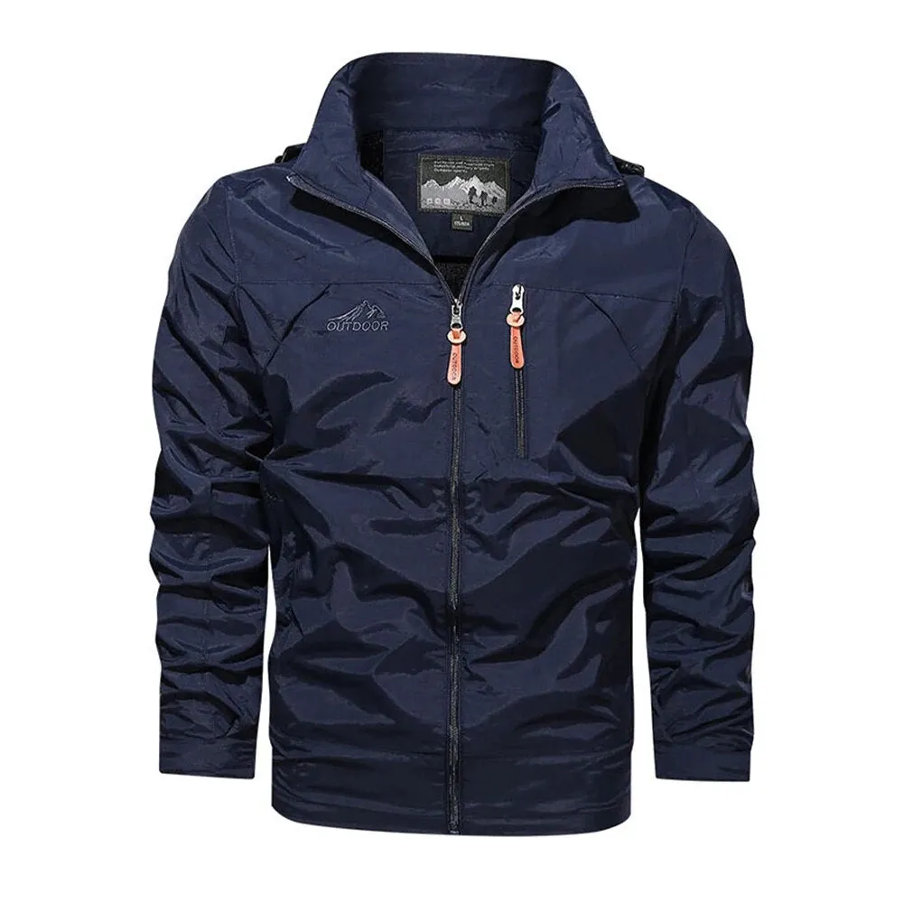 Stylish Men's Hooded Windbreaker: Solid Color for Spring/Autumn, Up to 5XL