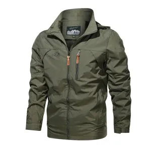 Stylish Men's Hooded Windbreaker: Solid Color for Spring/Autumn, Up to 5XL