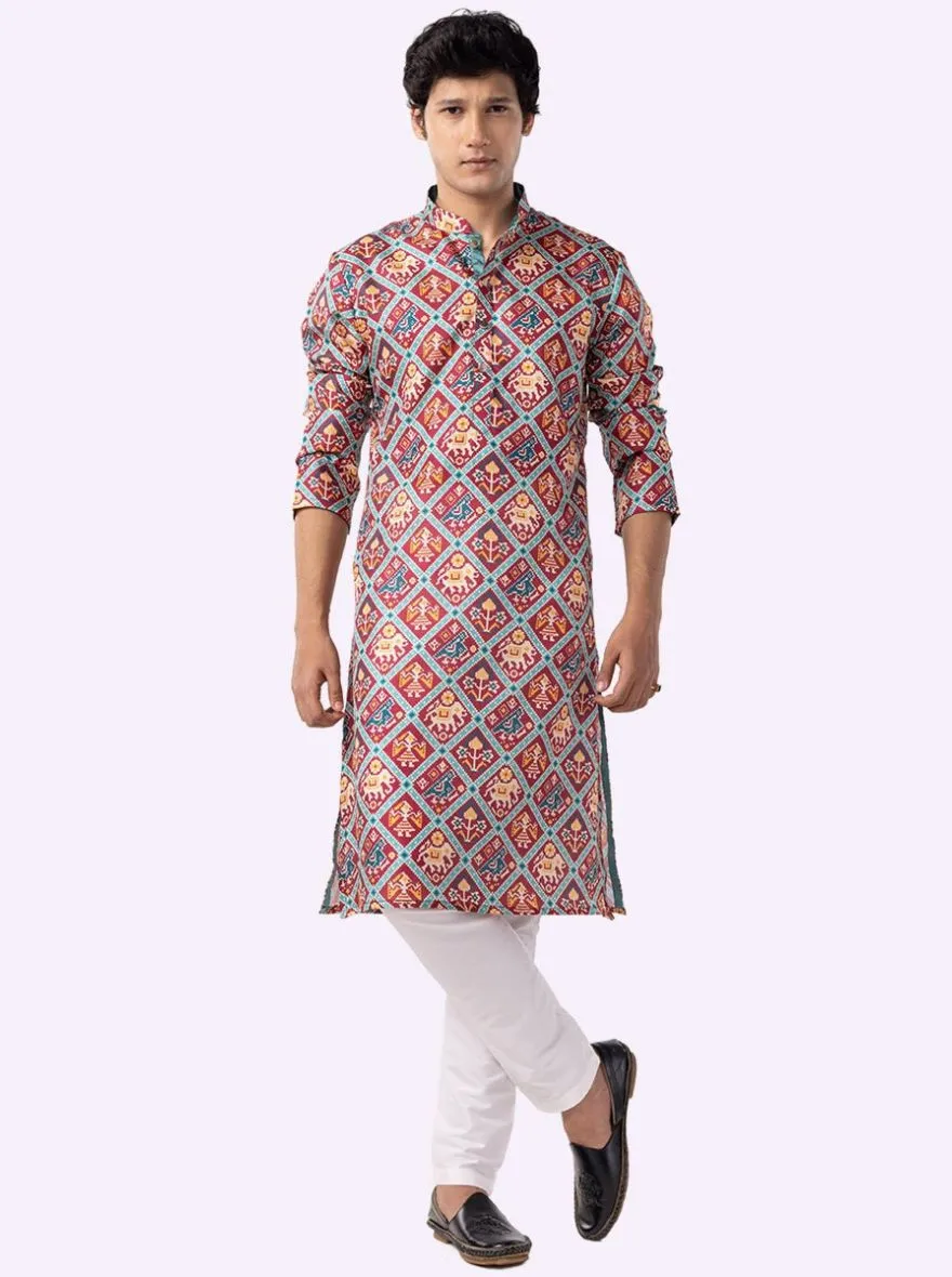 Stylish Wine Printed Kurta | The Kurta Company